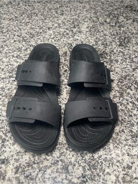 Crocs Literide (Sz 9)Brooklyn Womens Platform Wedge Black Comfort Strappy